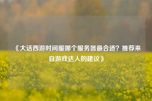 《大話西游時(shí)間服哪個(gè)服務(wù)器最合適？推薦來自游戲達(dá)人的建議》